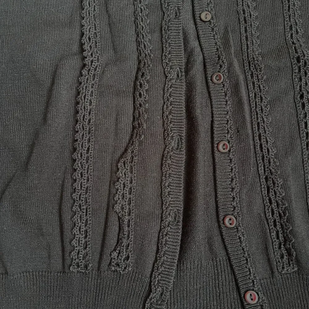 Vintage H2O Sports Black Lace Knit Cardigan Women’s M Button Front
